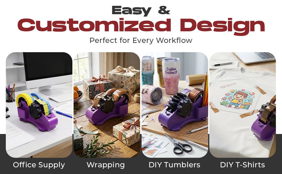 3 Roll Tape Dispenser for Desk – Heavy Duty Desktop Holder for Office, Crafts & School Supplies - NIBLI Essentials