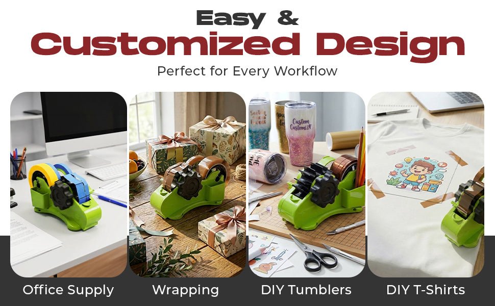 Multi Roll Tape Dispenser – 3 Roll Desktop Holder for Office, Crafts, Washi & Masking Tape - NIBLI Essentials