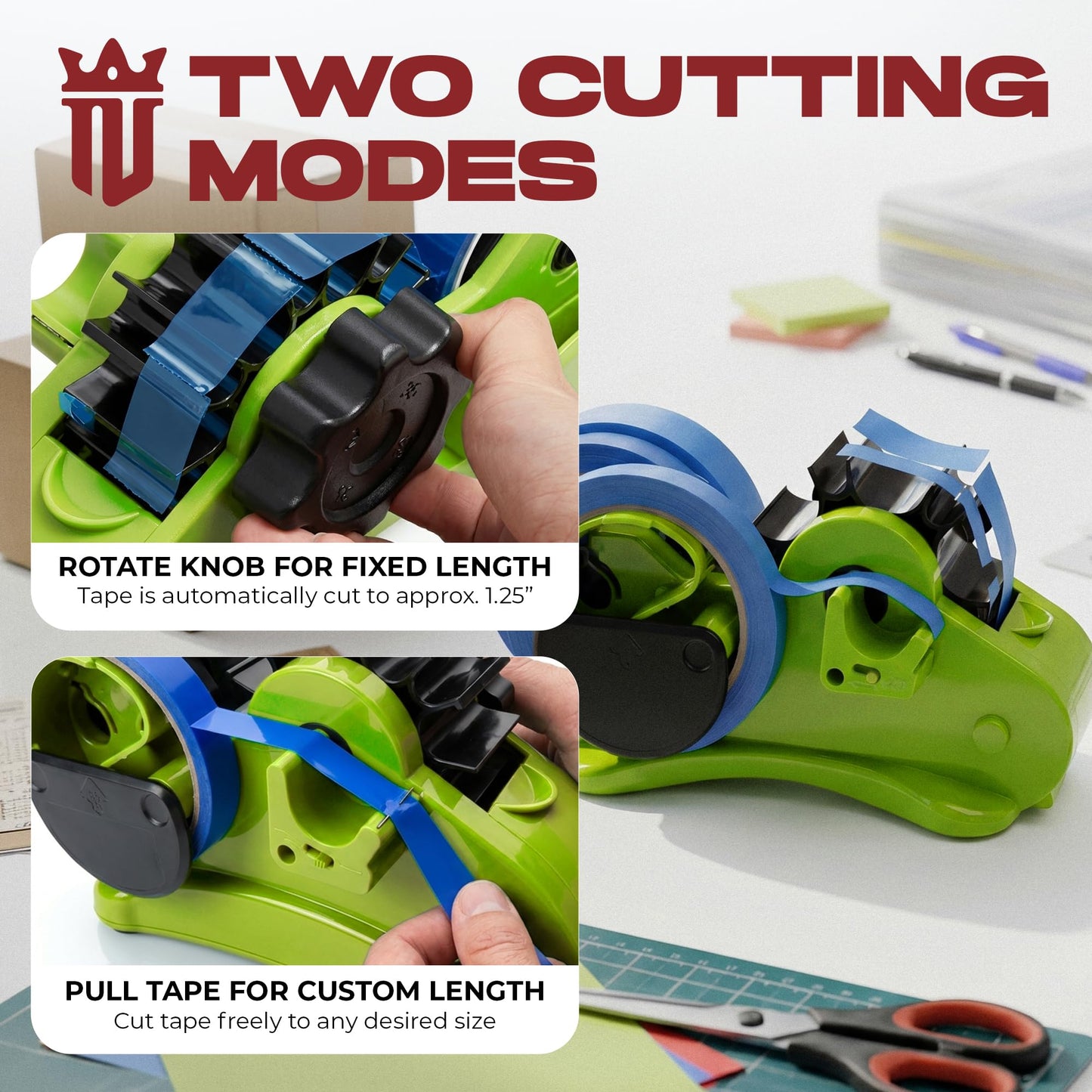 Multi Roll Tape Dispenser – 3 Roll Desktop Holder for Office, Crafts, Washi & Masking Tape - NIBLI Essentials