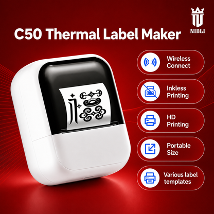 NIBLI C50 thermal label maker with wireless and inkless printing feature overview