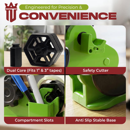 Multi Roll Tape Dispenser – 3 Roll Desktop Holder for Office, Crafts, Washi & Masking Tape - NIBLI Essentials