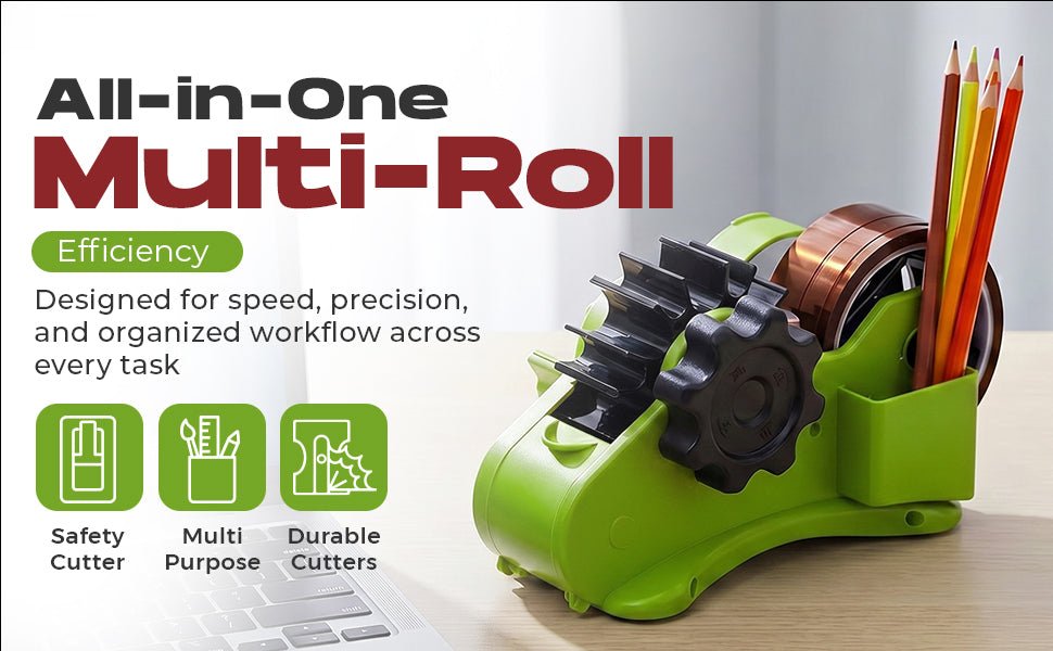 Multi Roll Tape Dispenser – 3 Roll Desktop Holder for Office, Crafts, Washi & Masking Tape - NIBLI Essentials
