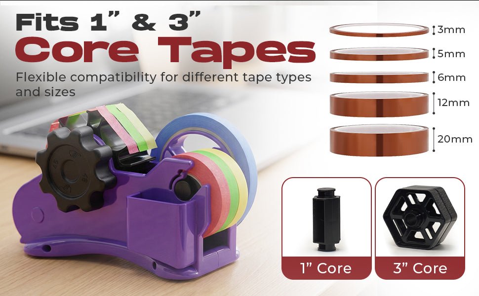 3 Roll Tape Dispenser for Desk – Heavy Duty Desktop Holder for Office, Crafts & School Supplies - NIBLI Essentials