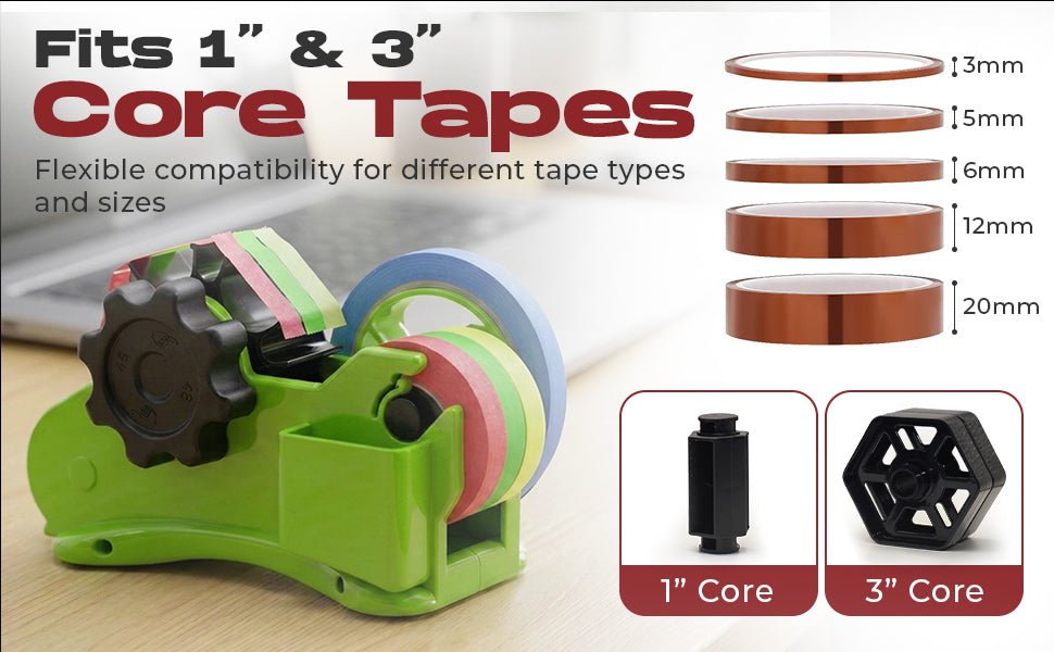 Multi Roll Tape Dispenser – 3 Roll Desktop Holder for Office, Crafts, Washi & Masking Tape - NIBLI Essentials