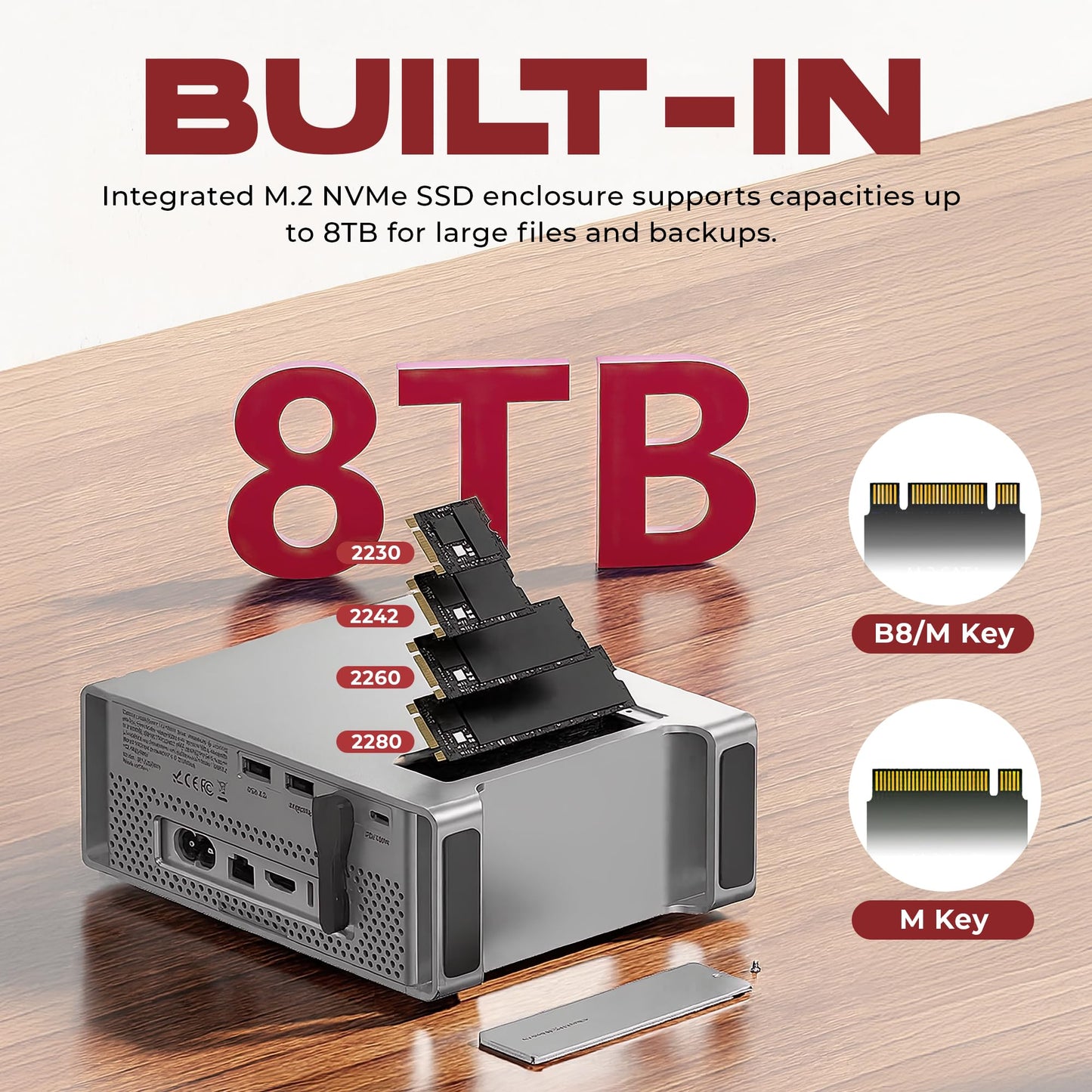 USB-C Docking Station Stand for Mac Mini M4 | M.2 NVMe SSD, USB 3.2 Gen2