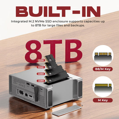 USB-C Docking Station Stand for Mac Mini M4 | M.2 NVMe SSD, USB 3.2 Gen2