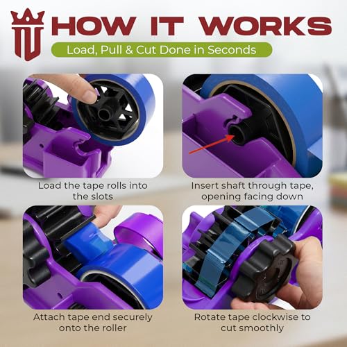 3 Roll Tape Dispenser for Desk – Heavy Duty Desktop Holder for Office, Crafts & School Supplies - NIBLI Essentials