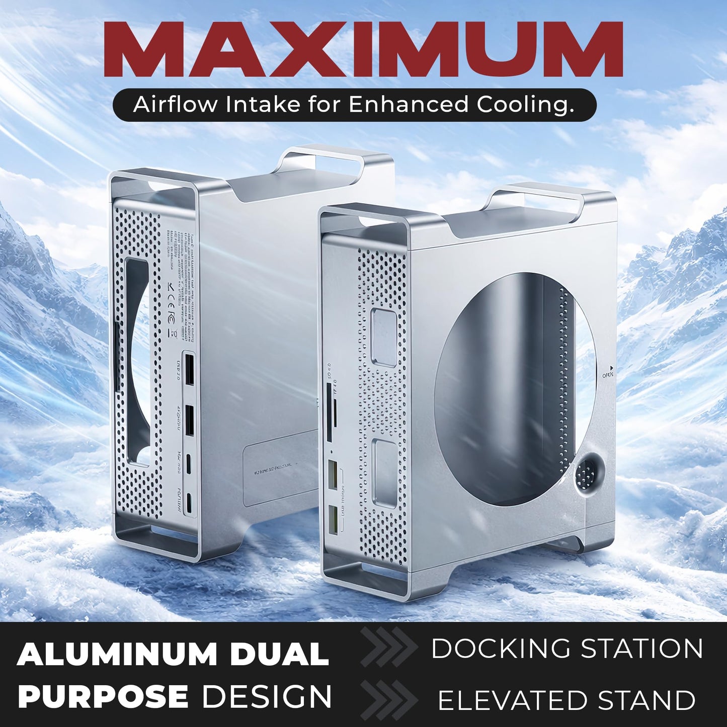 USB-C Docking Station Stand for Mac Mini M4 | M.2 NVMe SSD, USB 3.2 Gen2