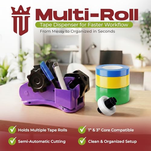 3 Roll Tape Dispenser for Desk – Heavy Duty Desktop Holder for Office, Crafts & School Supplies - NIBLI Essentials